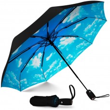 Зонт Repel Travel Windproof, чёрный, голубое небо